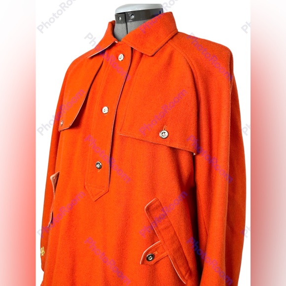 COURREGES Paris Hyperbole Vintage 1970’s Orange Wool Jacket Collared Outerwear - Picture 7 of 15